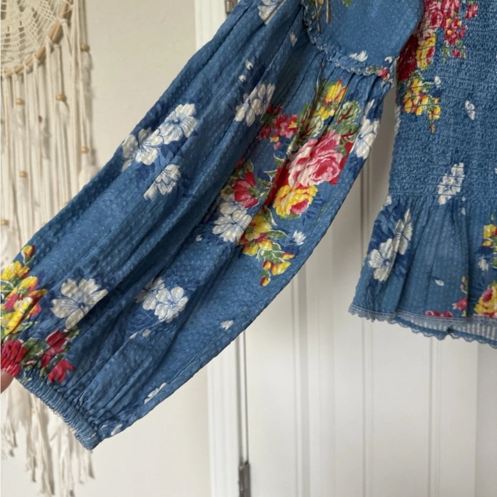 LoveShackFancy Blue Floral Blouse - Picture 5 of 9